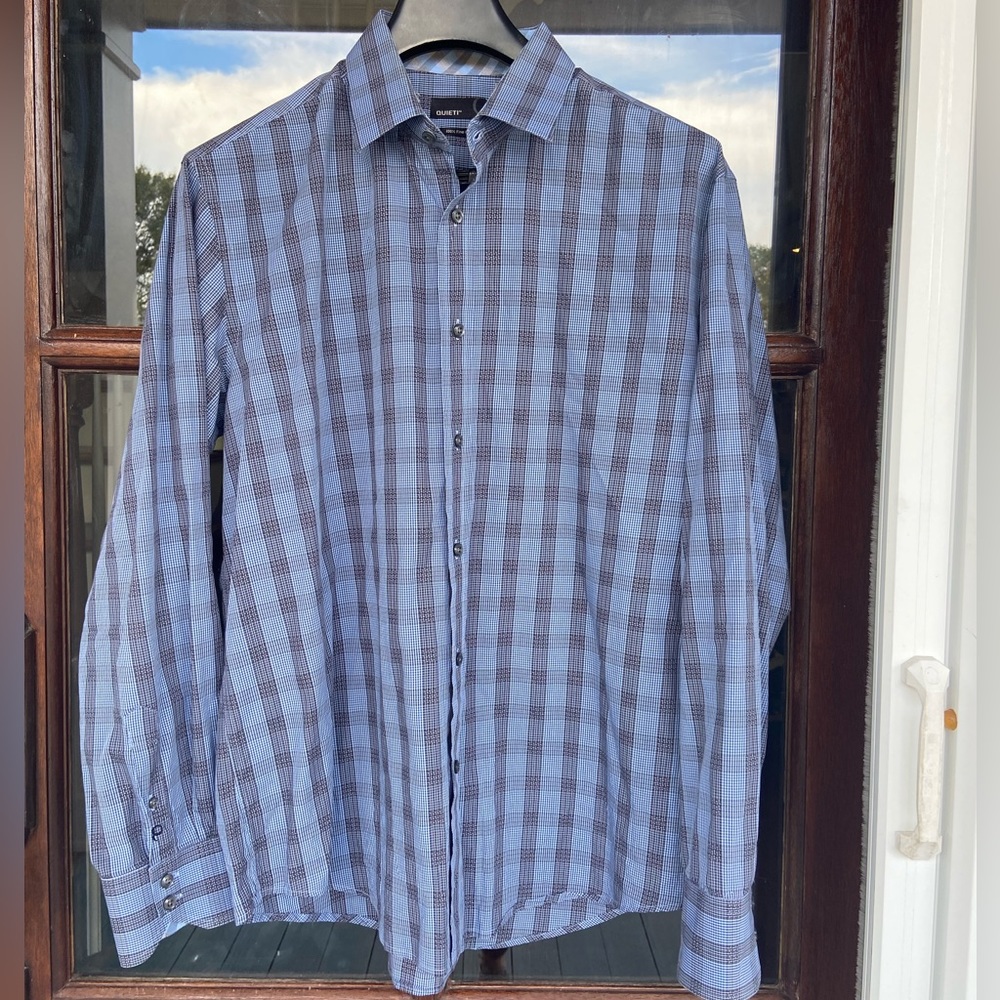 Quieti men’s plaid button down shirt. Flip cuff. XL‎